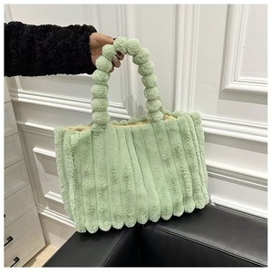 Bolso de Hombro Tote Casual de Felpa para Mujer con Cierre, Gran Capacidad, Forro de Poliéster a Rayas Multicolor, Estilo Elegante y Moderno - Product Image 5