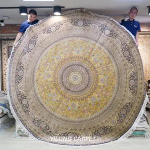 YILONG 10'x10' Mysterious persian design silk rug round handmade carpet