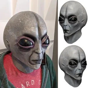 Cosplay korku lateks maskeleri kask cadılar bayramı maskeli parti kostüm sahne UFO Alien kafatası maskesi