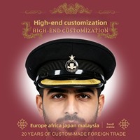 Casquette d'officier allemand non commissionné à rayures, 100 % coton indien, brodée à la main, fabriquée sur mesure en usine, chapeau à large bord
