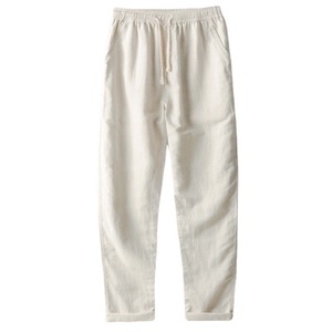 Hot Sale Drawstring Waistline Baggy <strong>Linen</strong> Pants <strong>Men</strong> Summer Custom <strong>Linen</strong> Straight Leg <strong>Linen</strong> <strong>Trousers</strong> Wholesale - Product Image 1