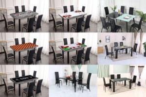 Ensemble <span class=keywords><strong>de</strong></span> table à manger ronde <span class=keywords><strong>de</strong></span> luxe en marbre <span class=keywords><strong>blanc</strong></span> <span class=keywords><strong>et</strong></span> <span class=keywords><strong>noir</strong></span>, 4, <span class=keywords><strong>6</strong></span> ou 8 places, chaises modernes en acier inoxydable doré - Product Image 5