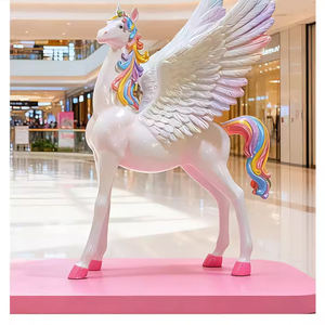 Escultura de Caballo <span class=keywords><strong>Pegaso</strong></span> de Fibra de Vidrio con Diseño de Dibujos Animados 2026, Estatua de Unicornio, Artículo Decorativo Grande para el Festival de Primavera - Product Image 3