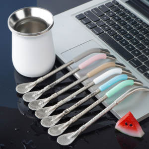 Filtro de Metal para Beber Té 18/8 Acero Inoxidable 304 Yerba <span class=keywords><strong>Mate</strong></span> Paja Bombilla Calabaza <span class=keywords><strong>Argentina</strong></span> Cuchara <span class=keywords><strong>Mate</strong></span> - Product Image 1