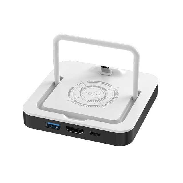 Wireless Charging Phone Holder Docking Station 4K HD Screen Mirroring PD 100W Fast Charging USB-C Supports Mobile Phone Switch