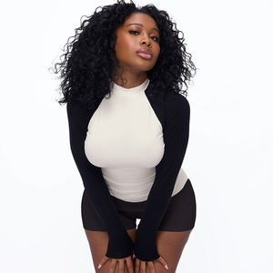 Basic Contrast Color Casual Sport Set <b>Long</b> Sleeve T-Shirt + Knee Fold Waist <b>Shorts</b> Breathable Fitness Training Two-Piece Set - Product Image 4