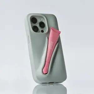 제조 휴대 전화 케이스 립 글로스 메이크업 홀더 iPhone 15 16 Pro 독특한 팬시 케이스 용 실리콘 전화 커버 스크래치 방지