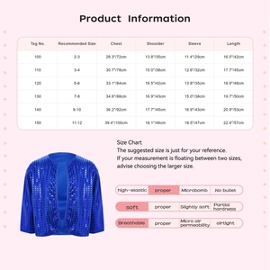 Chaqueta Bolero de Lentejuelas para Niñas, Chaqueta Corta con Frente Abierto para Danza, Ballet, Gimnasia, Actuaciones en Escenario, Patinaje Artístico, Personalizada - Product Image 6