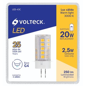 LED-43C Volteck 3W G4 Base lampada LED luce calda capsula faretto - Product Image 1