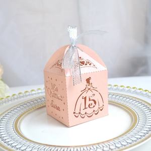 甘い15パーティー成人式ドレスレーザーカットパーソナライズされた名前シンデレラ好意キャンディーボックス - Product Image 5