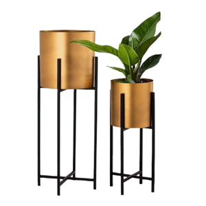 Suministros de jardín Maceta de suelo con recubrimiento de polvo blanco con soporte Decoración DE BODA Balcón Sala de estar Maceta de suelo de metal - Product Image 6