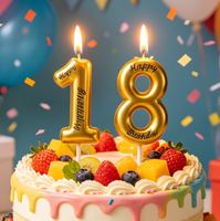 MOYI 2026 Meilleures ventes Fournitures de décoration de gâteaux de fête Bougies chiffres 3D Dorées Décoration de gâteau pour fête