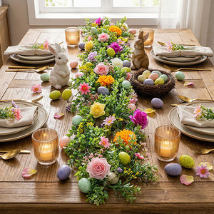 Décoration d'œuf de Pâques en rotin artificiel avec eucalyptus pour la maison, la décoration extérieure, le centre de table du festival du printemps - Product Image 1
