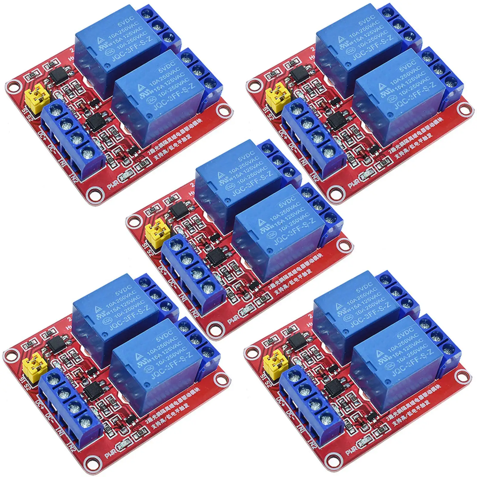 5PCS 2 Channel 5V Relay Module with Optocoupler High or Low Level Trigger Expansion Board for Raspberry Pi Arduino