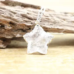 Ciondoli con ciondoli a mezzaluna opale in cristallo grezzo da donna ciondoli con catena a maglie a forma di stella e freccia di luna gioielli alla moda regali - Product Image 6