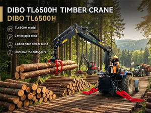 Grue forestière DIBO CE pour tracteur, suspension à 3 points, levage hydraulique de 6,5 m, grue à bois robuste - Product Image 3