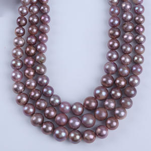 Prix de gros Perles d'eau douce naturelles 9-15mm Perles Edison Perles de chaîne en forme de tour violettes naturelles Vente directe Colliers de perles - Product Image 1