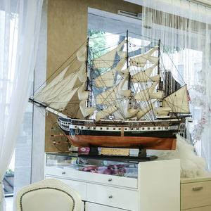 Grande barca a vela fatta a mano in legno modello USS costituzione americana decorativo liscio soggiorno ufficio arredamento modello nave - Product Image 3