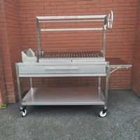 Barbecue au charbon de bois en acier inoxydable de 53 pouces, nouveau design, avec panier à charbon et grille chauffante, Parrilla, barbecue argentin