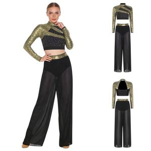 Women Lyrical <b>Dance</b> Outfit <b>Crop</b> <b>Top</b> With Chiffon Pants For Performances <b>Dance</b> Competitions <b>Dance</b> Dancewear Latin <b>Dance</b> Wear - Product Image 3