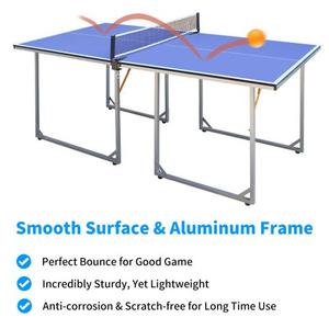 Table de tennis de table de taille moyenne de 6 pieds ensemble de table de ping-pong pliable et portable pour les jeux d'intérieur et d'extérieur avec filet, 2 matelas de tennis de table - Product Image 4