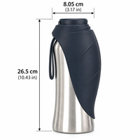 Nouvelle gamelle pliable en silicone de haute qualité pour chien, 24 oz, en acier inoxydable 304, avec bouteille d'eau portable et couvercle à sangle pour les promenades en extérieur