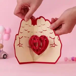 Thiệp Chúc Mừng Ba Chiều Ngày Valentine Thẻ Quà Tặng Thông Điệp Chúc Phúc Ba Chiều 3D Trong Lòng Bàn Tay Của Một Cặp Đôi - Product Image 1