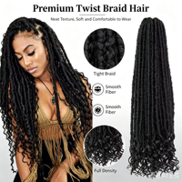 Goddess Extensions de cheveux en vrac pour tresses au crochet, en fibre haute température douce, ondulation naturelle, 20 mèches, style Faux Locs