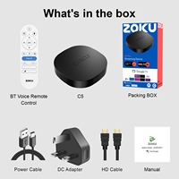 Nouvelle Box TV C5 avec Assistant Vocal Intelligent, Stockage 64 Go, Wi-Fi Double Bande, Sans Mise en Tampon, pour Gaming, Édition US, Plus de 20000 Jeux Intégrés
