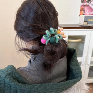 Color plush hair <b>tie</b> female high-elasticity hair rope durable rubber band female hair <b>tie</b> headdress wholesale - Product Image 3