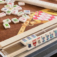 Set Mahjong Amerika Pesanan Khusus dengan Jimat Keberuntungan - Ubin Mahjong Akrilik Lipat 160 Buah Warna Putih Cerah Ramah Lingkungan dan Portabel