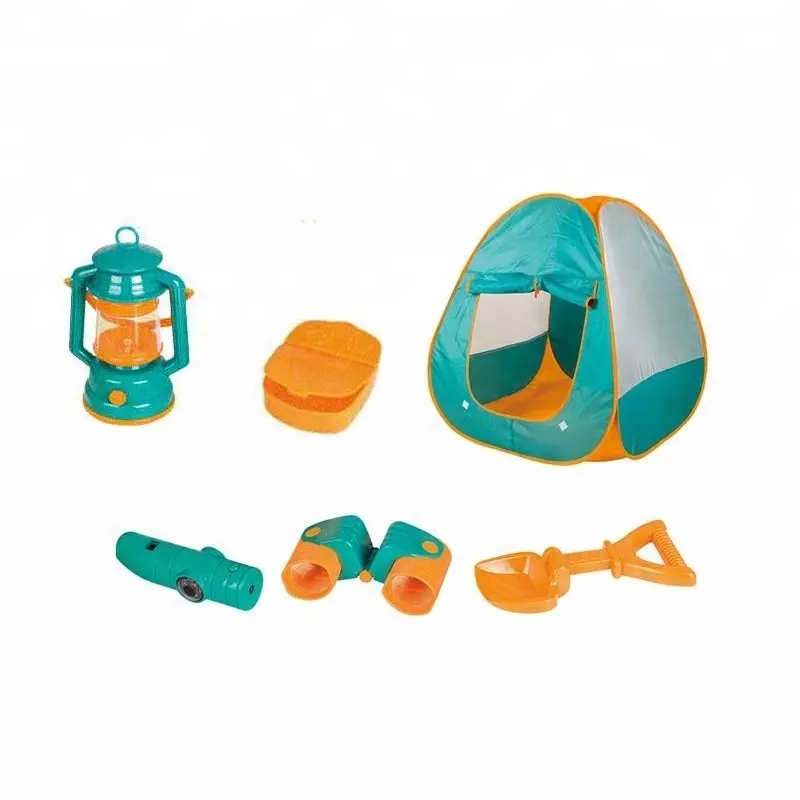 Barraca dobrável de acampamento para crianças, conjunto de brinquedos ao ar livre com lâmpada, barraca de jardim para crianças