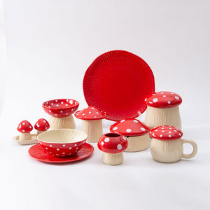 Ensemble de vaisselle en céramique de style nordique, bol et assiette rouges, vaisselle ronde pour adultes, ensemble cadeau, porcelaine blanche de haute qualité DW966B 6 DP1737B 8 10 - Product Image 2