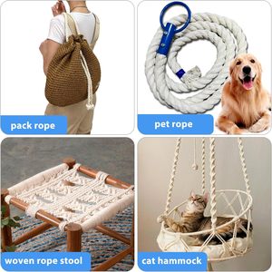 Cuerda Trenzada de Algodón Blanco Natural Forrek de 1/2 Pulgada (12 mm) y 50 Pies, Resistente, para Juegos de Arrastre, Fitness, Navegación, Actividades al Aire Libre y Manualidades - Product Image 6