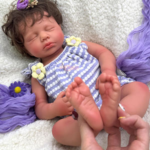 Boneka Reborn Silikon Ramah Lingkungan dengan Urat yang Terlihat, Buatan Tangan, Bayi Laki-laki/Perempuan, Mulut Terbuka, untuk Latihan Menyusui, Rambut Ramah Lingkungan - Product Image 4