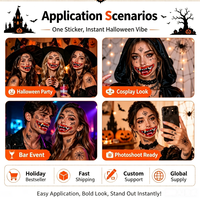 Autocollants de tatouage temporaire pour la bouche Halloween, dents de vampire imperméables, tatouages temporaires pour le visage, pour cosplay, fête, bar, vacances, maquillage corporel, décalcomanies