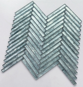 Mosaïque de carreaux en verre cristal de couleur or de luxe pour la décoration de salle de bain et de cuisine, bande linéaire en chevrons pour mur moderne - Product Image 5