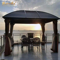 Pabellón de Lujo Económico con Techo de PVC y Recubrimiento de Polvo de Aleación de Aluminio, Parasol para Balcón, Gazebo con Protección UV e Impermeable