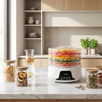 Deshidratador de Alimentos Eléctrico Circular de 5 Bandejas - Máquina para Hacer Snacks y Carne Seca Orgánica - Control Digital - Carcasa de Plástico Libre de BPA - Fabricación OEM/ODM