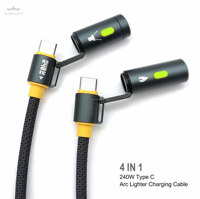 Kabel pengisian daya 4 In 1 240W, kabel pengisian daya Cepat Tipe C dengan Arc elektrik dan lampu untuk Iphone