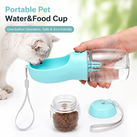 Bouteille d'eau portable pour chien avec récipient pour nourriture 2 en 1, bol de voyage pour animaux de compagnie, bouteille d'alimentation anti-fuite pour chiens et chats, promenade en plein air