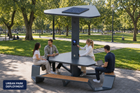 Banc solaire extérieur pour parc public, mobilier urbain, OEM personnalisé, banc à chargement solaire intelligent, vente en gros