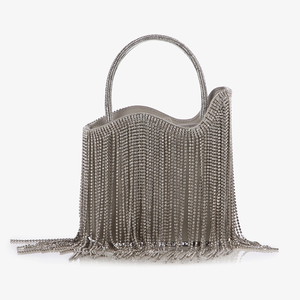 CHARMING TAILOR Rhinestone Evening Clutch Bag For Women - Faux Suede Envelope Purse With Chain Strap