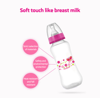 Biberon d'allaitement en plastique à col standard anti-colique en PP à débit rapide, vente en gros de biberons pour bébés avec tétines en silicone
