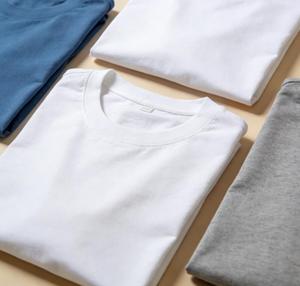 T-shirts pour hommes en coton 100% écologique, coupe ample, design uni avec bordure contrastée, impression sérigraphique - Product Image 4