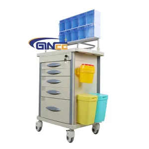 Ginee Medical Hospital instrumento carrinhos médico crash cart ABS plástico anestesia carrinho com gavetas