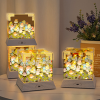 Lampe musicale miroir fleurie rechargeable à LED, veilleuse de chevet intelligente pour chambre à coucher