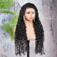 Perruque en cheveux humains ondulés, qualité 12A, vietnamienne, haute qualité # Perruques frontales en dentelle HD 13x4, noir naturel 1B