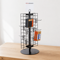 Présentoir de comptoir rotatif en fil métallique pour accessoires de téléphonie mobile et bijoux