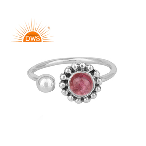 Anillo apilable de piedras preciosas de turmalina rosa de Plata de Ley 925 oxidada, joyería personalizada para mujer, regalo para ella - Product Image 1